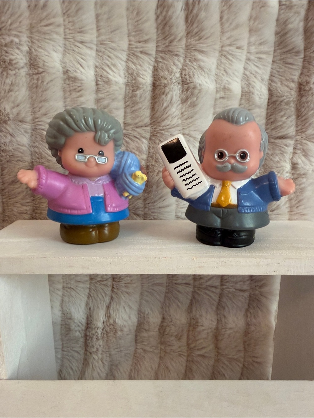 Little People (2009) Grandma and Grandpa Figurine Toy Set - Pink & Blue
